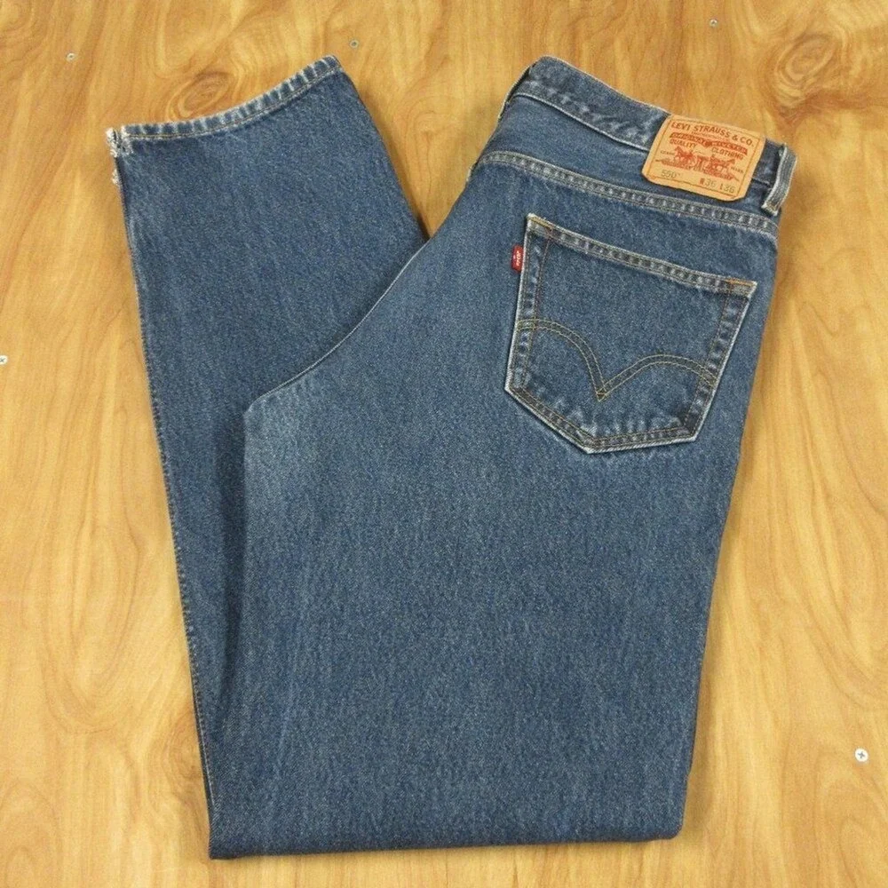 LEVI'S 550 Relaxed Fit Jeans Mens Sz 36x36 Slightly Baggy Non-Stretch Blue Denim